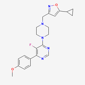 5-Cyclopropyl-3-[[4-[5-fluoro-6-(4-methoxyphenyl)pyrimidin-4-yl]piperazin-1-yl]methyl]-1,2-oxazole