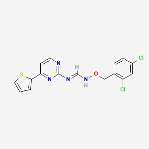 (E)-N'-[(2,4-dichlorophenyl)methoxy]-N-[4-(thiophen-2-yl)pyrimidin-2-yl]methanimidamide