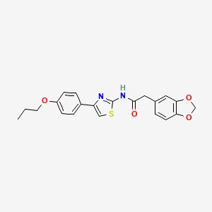 2-(benzo[d][1,3]dioxol-5-yl)-N-(4-(4-propoxyphenyl)thiazol-2-yl)acetamide