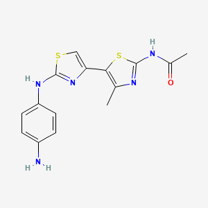 molecular formula C15H15N5OS2 B2954513 N-(5-{2-[(4-AMINOPHENYL)AMINO]-1,3-THIAZOL-4-YL}-4-METHYL-1,3-THIAZOL-2-YL)ACETAMIDE CAS No. 315705-86-3