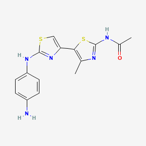 molecular formula C15H15N5OS2 B2954513 N-[5-[2-(4-aminoanilino)-1,3-thiazol-4-yl]-4-methyl-1,3-thiazol-2-yl]acetamide CAS No. 315705-86-3