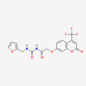molecular formula C18H13F3N2O6 B2954522 N-(furan-2-ylmethylcarbamoyl)-2-[2-oxo-4-(trifluoromethyl)chromen-7-yl]oxyacetamide CAS No. 742110-84-5
