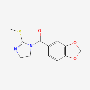 molecular formula C12H12N2O3S B2954533 苯并[d][1,3]二噁唑-5-基(2-(甲硫基)-4,5-二氢-1H-咪唑-1-基)甲酮 CAS No. 851863-18-8