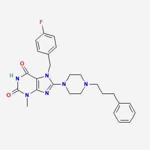 molecular formula C26H29FN6O2 B2954535 7-(4-fluorobenzyl)-3-methyl-8-(4-(3-phenylpropyl)piperazin-1-yl)-1H-purine-2,6(3H,7H)-dione CAS No. 898409-07-9