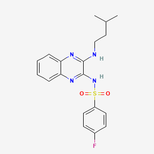 molecular formula C19H21FN4O2S B2954539 4-氟-N-(3-(异戊氨基)喹喔啉-2-基)苯磺酰胺 CAS No. 578722-40-4