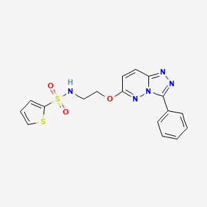 molecular formula C17H15N5O3S2 B2954542 N-(2-((3-phenyl-[1,2,4]triazolo[4,3-b]pyridazin-6-yl)oxy)ethyl)thiophene-2-sulfonamide CAS No. 1021082-31-4