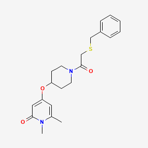 molecular formula C21H26N2O3S B2954544 4-((1-(2-(benzylthio)acetyl)piperidin-4-yl)oxy)-1,6-dimethylpyridin-2(1H)-one CAS No. 2034313-59-0