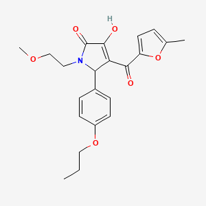 molecular formula C22H25NO6 B2954546 4-hydroxy-1-(2-methoxyethyl)-3-(5-methylfuran-2-carbonyl)-2-(4-propoxyphenyl)-2H-pyrrol-5-one CAS No. 690681-17-5
