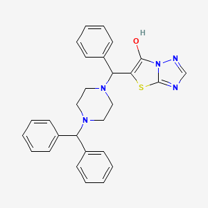 molecular formula C28H27N5OS B2954552 5-((4-Benzhydrylpiperazin-1-yl)(phenyl)methyl)thiazolo[3,2-b][1,2,4]triazol-6-ol CAS No. 868219-30-1