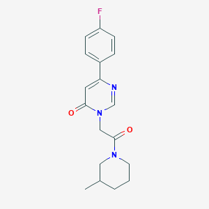 molecular formula C18H20FN3O2 B2954582 6-(4-fluorophenyl)-3-(2-(3-methylpiperidin-1-yl)-2-oxoethyl)pyrimidin-4(3H)-one CAS No. 1058501-34-0