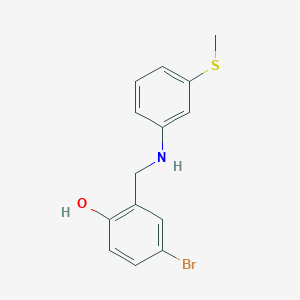 molecular formula C14H14BrNOS B2954583 4-Bromo-2-({[3-(methylthio)phenyl]amino}methyl)phenol CAS No. 1232803-89-2