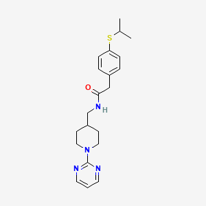 molecular formula C21H28N4OS B2954590 2-(4-(isopropylthio)phenyl)-N-((1-(pyrimidin-2-yl)piperidin-4-yl)methyl)acetamide CAS No. 1235625-56-5