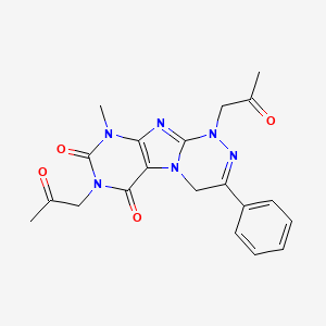 molecular formula C20H20N6O4 B2954593 9-methyl-1,7-bis(2-oxopropyl)-3-phenyl-7,9-dihydro-[1,2,4]triazino[3,4-f]purine-6,8(1H,4H)-dione CAS No. 898410-43-0