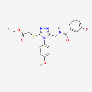 molecular formula C22H23FN4O4S B2954596 ethyl 2-((4-(4-ethoxyphenyl)-5-((3-fluorobenzamido)methyl)-4H-1,2,4-triazol-3-yl)thio)acetate CAS No. 689748-40-1