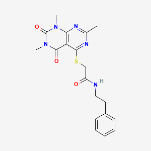 molecular formula C19H21N5O3S B2954598 N-苯乙基-2-((2,6,8-三甲基-5,7-二氧代-5,6,7,8-四氢嘧啶并[4,5-d]嘧啶-4-基)硫代)乙酰胺 CAS No. 852168-44-6