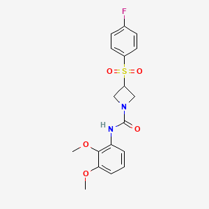 molecular formula C18H19FN2O5S B2954604 N-(2,3-dimethoxyphenyl)-3-(4-fluorobenzenesulfonyl)azetidine-1-carboxamide CAS No. 1706339-82-3