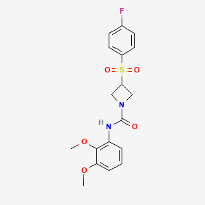 molecular formula C18H19FN2O5S B2954604 N-(2,3-dimethoxyphenyl)-3-((4-fluorophenyl)sulfonyl)azetidine-1-carboxamide CAS No. 1706339-82-3