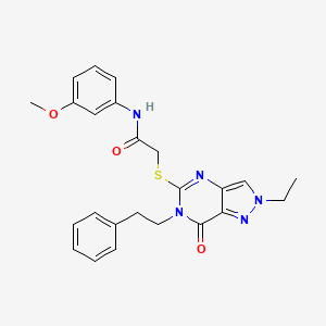 molecular formula C24H25N5O3S B2954615 2-((2-ethyl-7-oxo-6-phenethyl-6,7-dihydro-2H-pyrazolo[4,3-d]pyrimidin-5-yl)thio)-N-(3-methoxyphenyl)acetamide CAS No. 932339-44-1