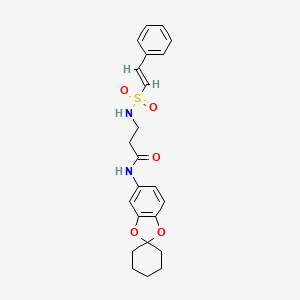 molecular formula C23H26N2O5S B2954617 3-[[(E)-2-phenylethenyl]sulfonylamino]-N-spiro[1,3-benzodioxole-2,1'-cyclohexane]-5-ylpropanamide CAS No. 1110947-93-7
