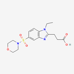 molecular formula C16H21N3O5S B2954619 3-[1-ethyl-5-(morpholine-4-sulfonyl)-1H-1,3-benzodiazol-2-yl]propanoic acid CAS No. 790270-67-6