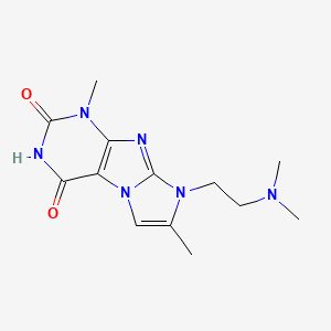 molecular formula C13H18N6O2 B2954620 8-(2-(dimethylamino)ethyl)-1,7-dimethyl-1H-imidazo[2,1-f]purine-2,4(3H,8H)-dione CAS No. 879456-21-0