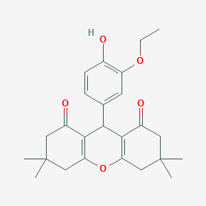 molecular formula C25H30O5 B2954660 9-(3-ethoxy-4-hydroxyphenyl)-3,3,6,6-tetramethyl-3,4,5,6,7,9-hexahydro-1H-xanthene-1,8(2H)-dione CAS No. 331243-54-0