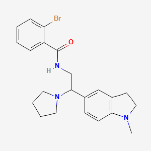 molecular formula C22H26BrN3O B2954666 2-bromo-N-(2-(1-methylindolin-5-yl)-2-(pyrrolidin-1-yl)ethyl)benzamide CAS No. 922114-65-6