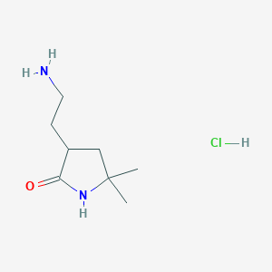 molecular formula C8H17ClN2O B2954669 3-(2-Aminoethyl)-5,5-dimethylpyrrolidin-2-one hydrochloride CAS No. 2230804-06-3
