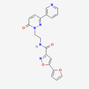 molecular formula C19H15N5O4 B2954670 5-(呋喃-2-基)-N-(2-(6-氧代-3-(吡啶-3-基)吡哒嗪-1(6H)-基)乙基)异恶唑-3-甲酰胺 CAS No. 1207046-22-7