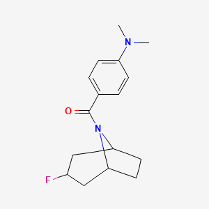 molecular formula C16H21FN2O B2954671 4-{3-fluoro-8-azabicyclo[3.2.1]octane-8-carbonyl}-N,N-dimethylaniline CAS No. 2310220-92-7