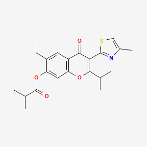 molecular formula C22H25NO4S B2954673 6-ethyl-2-isopropyl-3-(4-methylthiazol-2-yl)-4-oxo-4H-chromen-7-yl isobutyrate CAS No. 308297-72-5