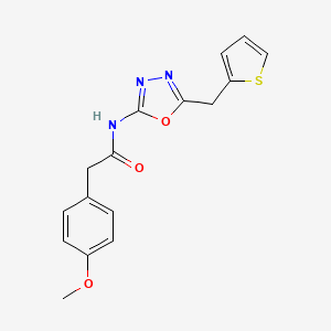 molecular formula C16H15N3O3S B2954674 2-(4-methoxyphenyl)-N-(5-(thiophen-2-ylmethyl)-1,3,4-oxadiazol-2-yl)acetamide CAS No. 1049244-21-4