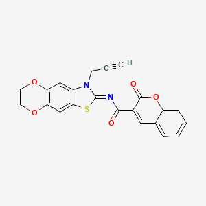 molecular formula C22H14N2O5S B2954701 2-oxo-N-(3-prop-2-ynyl-6,7-dihydro-[1,4]dioxino[2,3-f][1,3]benzothiazol-2-ylidene)chromene-3-carboxamide CAS No. 905659-19-0