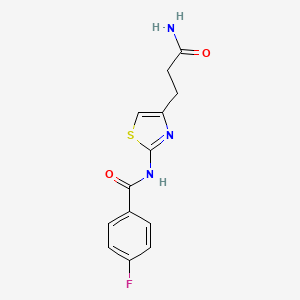 molecular formula C13H12FN3O2S B2954703 N-(4-(3-amino-3-oxopropyl)thiazol-2-yl)-4-fluorobenzamide CAS No. 1021255-86-6