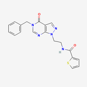 molecular formula C19H17N5O2S B2954740 N-(2-{5-benzyl-4-oxo-1H,4H,5H-pyrazolo[3,4-d]pyrimidin-1-yl}ethyl)thiophene-2-carboxamide CAS No. 922027-35-8