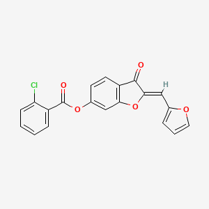 molecular formula C20H11ClO5 B2954752 (Z)-2-(furan-2-ylmethylene)-3-oxo-2,3-dihydrobenzofuran-6-yl 2-chlorobenzoate CAS No. 622789-47-3