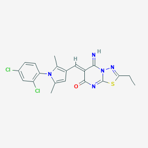 molecular formula C20H17Cl2N5OS B295476 6-{[1-(2,4-dichlorophenyl)-2,5-dimethyl-1H-pyrrol-3-yl]methylene}-2-ethyl-5-imino-5,6-dihydro-7H-[1,3,4]thiadiazolo[3,2-a]pyrimidin-7-one 