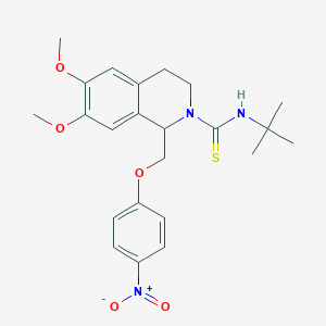 molecular formula C23H29N3O5S B2954762 N-(tert-butyl)-6,7-dimethoxy-1-((4-nitrophenoxy)methyl)-3,4-dihydroisoquinoline-2(1H)-carbothioamide CAS No. 536699-85-1
