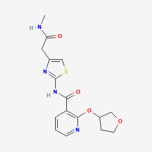 molecular formula C16H18N4O4S B2954774 N-(4-(2-(methylamino)-2-oxoethyl)thiazol-2-yl)-2-((tetrahydrofuran-3-yl)oxy)nicotinamide CAS No. 2034272-19-8