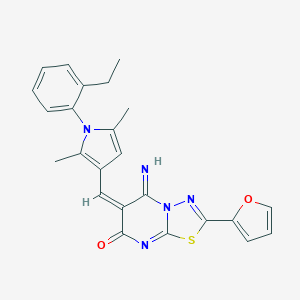 molecular formula C24H21N5O2S B295478 6-{[1-(2-ethylphenyl)-2,5-dimethyl-1H-pyrrol-3-yl]methylene}-2-(2-furyl)-5-imino-5,6-dihydro-7H-[1,3,4]thiadiazolo[3,2-a]pyrimidin-7-one 