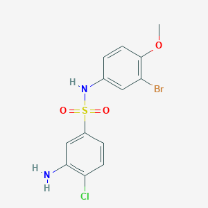 molecular formula C13H12BrClN2O3S B2954796 3-amino-N-(3-bromo-4-methoxyphenyl)-4-chlorobenzene-1-sulfonamide CAS No. 721908-30-1