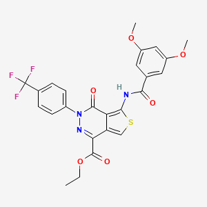 molecular formula C25H20F3N3O6S B2954812 ethyl 5-(3,5-dimethoxybenzamido)-4-oxo-3-[4-(trifluoromethyl)phenyl]-3H,4H-thieno[3,4-d]pyridazine-1-carboxylate CAS No. 851951-22-9