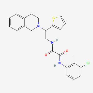 molecular formula C24H24ClN3O2S B2954883 N-(3-chloro-2-methylphenyl)-N'-[2-(1,2,3,4-tetrahydroisoquinolin-2-yl)-2-(thiophen-2-yl)ethyl]ethanediamide CAS No. 898452-80-7
