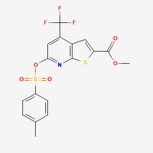 molecular formula C17H12F3NO5S2 B2954889 Methyl 6-[(4-methylbenzenesulfonyl)oxy]-4-(trifluoromethyl)thieno[2,3-b]pyridine-2-carboxylate CAS No. 633315-51-2