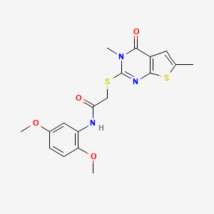 N-(2,5-dimethoxyphenyl)-2-(3,6-dimethyl-4-oxothieno[2,3-d]pyrimidin-2-yl)sulfanylacetamide
