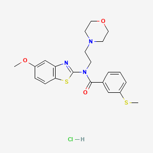 molecular formula C22H26ClN3O3S2 B2954922 N-(5-methoxybenzo[d]thiazol-2-yl)-3-(methylthio)-N-(2-morpholinoethyl)benzamide hydrochloride CAS No. 1217070-31-9