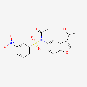 molecular formula C19H16N2O7S B2954924 N-(3-acetyl-2-methylbenzofuran-5-yl)-N-((3-nitrophenyl)sulfonyl)acetamide CAS No. 420104-85-4