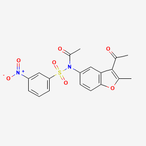 N-(3-acetyl-2-methylbenzofuran-5-yl)-N-((3-nitrophenyl)sulfonyl)acetamide
