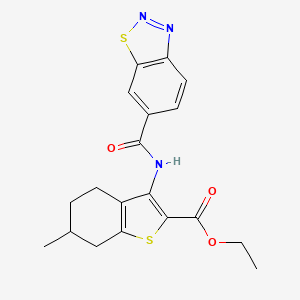 molecular formula C19H19N3O3S2 B2954932 ETHYL 3-(1,2,3-BENZOTHIADIAZOLE-6-AMIDO)-6-METHYL-4,5,6,7-TETRAHYDRO-1-BENZOTHIOPHENE-2-CARBOXYLATE CAS No. 951901-96-5