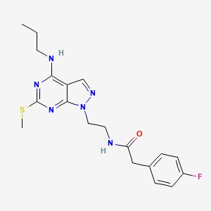 2-(4-fluorophenyl)-N-(2-(6-(methylthio)-4-(propylamino)-1H-pyrazolo[3,4-d]pyrimidin-1-yl)ethyl)acetamide
